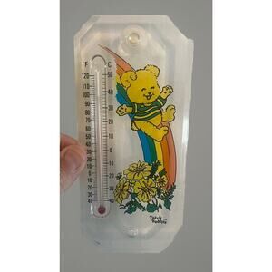 VTG Fuzzie Buddies Rainbow Bear Flowers Care Thermometer Clear Fuzzy Buddy TM